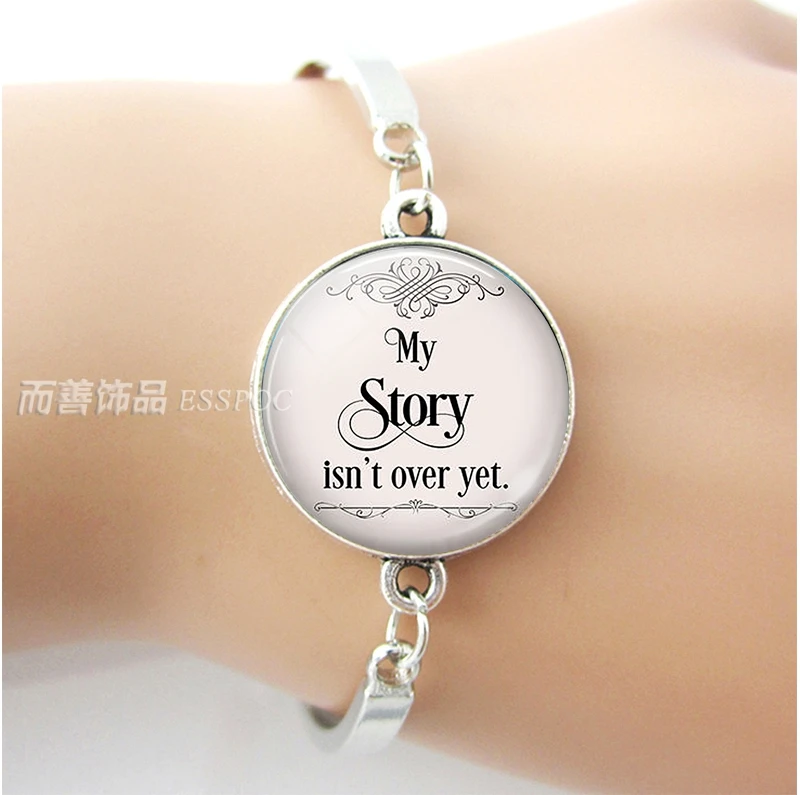 My Story Isn't Over Yet , Quote Bracelet Glass Cabochon Dome Literary Jewelry Motivational Inspiration Hope Silver Bangle Gift
My Story Isn't Over Yet , Quote Bracelet Glass Cabochon Dome Literary Jewelry Motivational Inspiration Hope Silver Bangle Gift