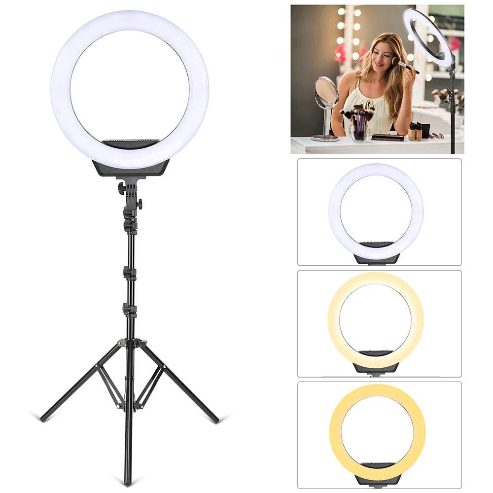 ZOMEI 3200-5600K 16 Inch LED studio Selfie Ring photo Light Camera Lamp 38W 320pcs with Tripod for iPhone Android Smartphone
ZOMEI 3200-5600K 16 Inch LED studio Selfie Ring photo Light Camera Lamp 38W 320pcs with Tripod for iPhone Android Smartphone