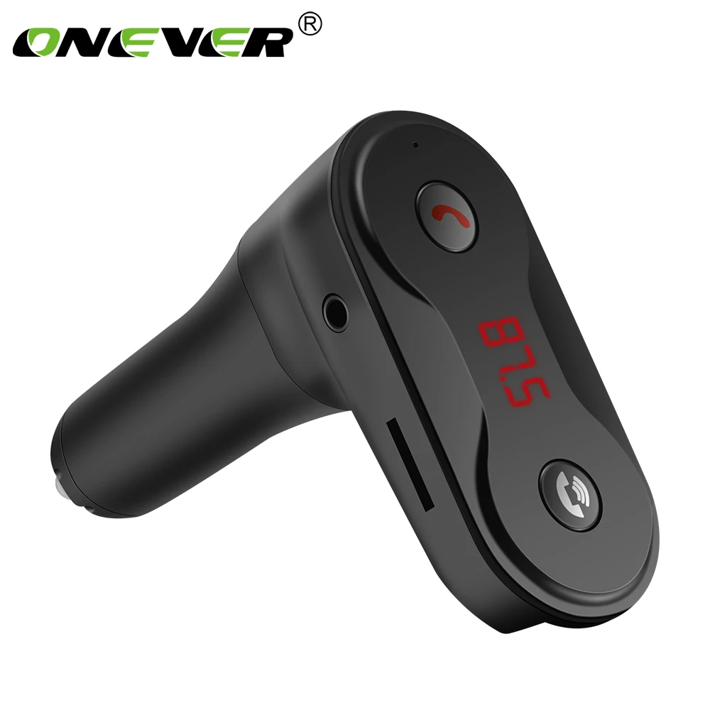 

Onever FM Transmitter MP3 Player Modulator Hands Free Wireless Bluetooth Car Kit with USB Car Charger Support TF U Disk Play