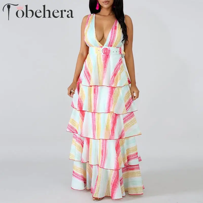 Glamaker V-neck belt ruffles long dress Women backless tie dyeing print loose summer dress Female holiday party casual sundress
Glamaker V-neck belt ruffles long dress Women backless tie dyeing print loose summer dress Female holiday party casual sundress
