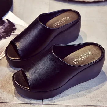 Women Slippers Sandals 3-5cm Platform Wedge Pu Leather Mules Open Toe Wedges Fashion Charms Women Chic Slides Shoes Summer Size
Women Slippers Sandals 3-5cm Platform Wedge Pu Leather Mules Open Toe Wedges Fashion Charms Women Chic Slides Shoes Summer Size