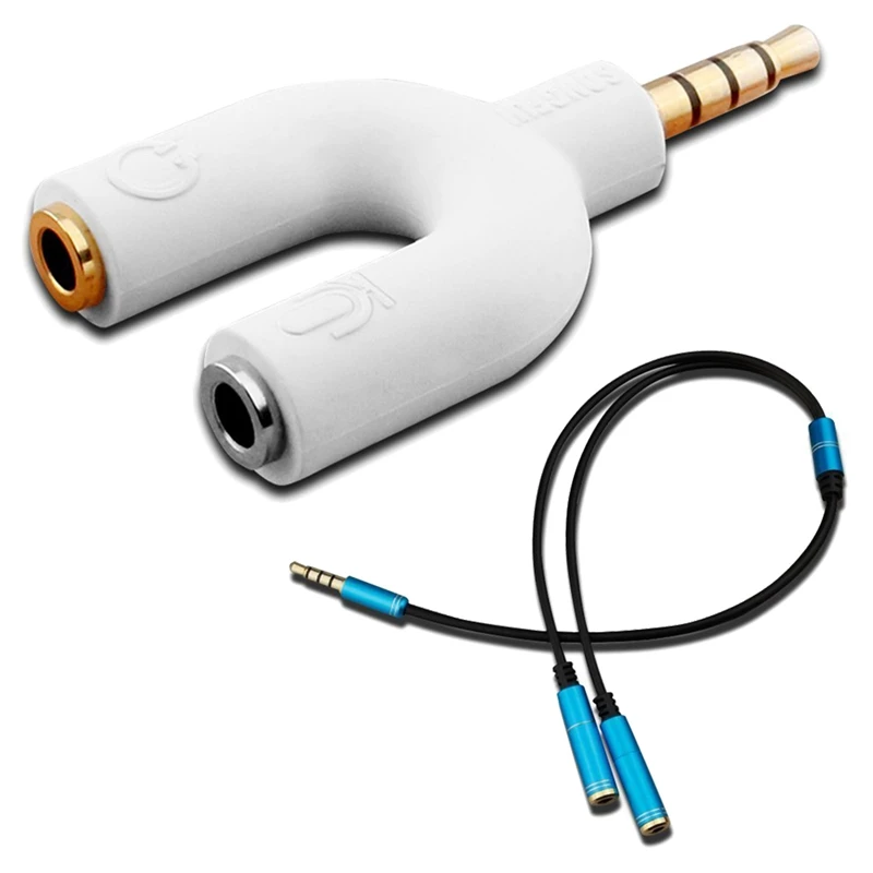 U Shape 3.5mm Y Splitter for Audio Headphone and MIC + 3.5mm 4 Position to Dual 3 Position 3.5mm M/F, Compatible with iPhone i
U Shape 3.5mm Y Splitter for Audio Headphone and MIC + 3.5mm 4 Position to Dual 3 Position 3.5mm M/F, Compatible with iPhone i