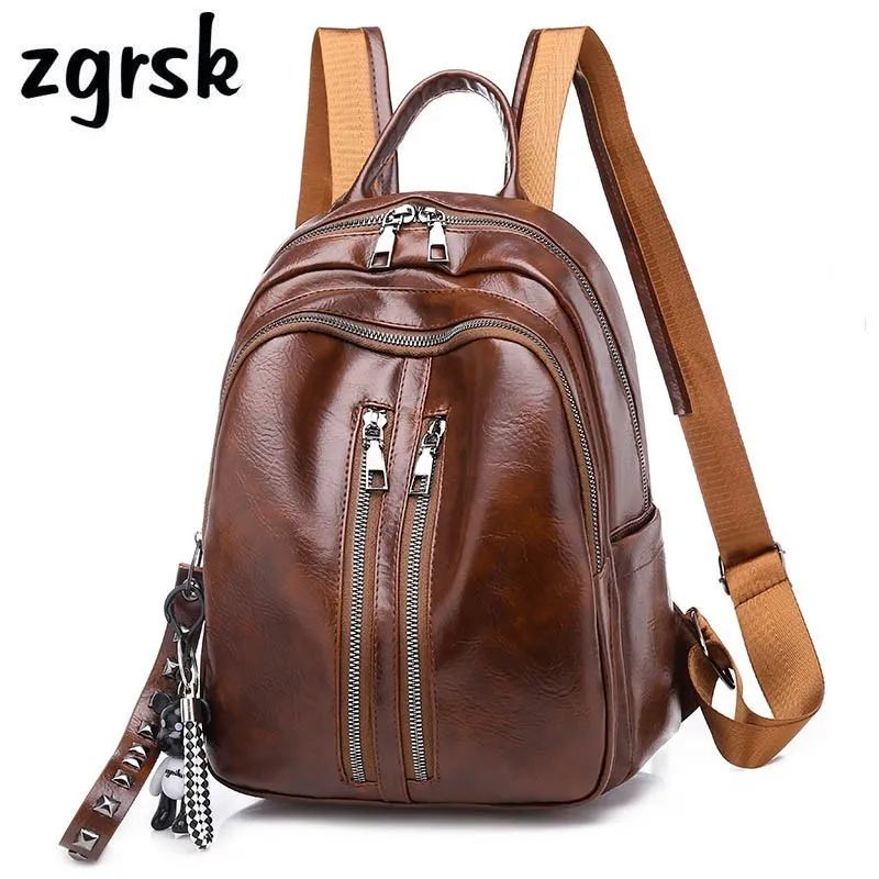 Soft Women's Leather Women Backpack Female Preppy Style School Bag Girls Youth Rucksack Vintage Shoulder Bag Zipper Mochila
Soft Women's Leather Women Backpack Female Preppy Style School Bag Girls Youth Rucksack Vintage Shoulder Bag Zipper Mochila