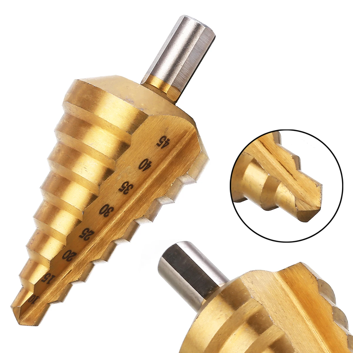 1Pc HSS Conical Drill Bit Gold 10-45mm HSS TiN Stepped Drill Triangle Shank Peeling Drill For Brass Wood Plastic
1Pc HSS Conical Drill Bit Gold 10-45mm HSS TiN Stepped Drill Triangle Shank Peeling Drill For Brass Wood Plastic