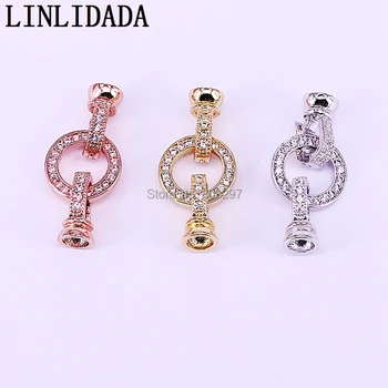Wholesale 10Pcs Circle shape CZ Pave Clasp with Two End Caps for Bracelet Necklace Making Jewelry Accessories
Wholesale 10Pcs Circle shape CZ Pave Clasp with Two End Caps for Bracelet Necklace Making Jewelry Accessories