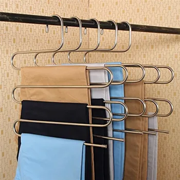 Hot Sell New Magic Stainless Steel Trousers Hanger Multifunction Pants Closet Belt Holder Rack S-type 5 Layers Saving Space
Hot Sell New Magic Stainless Steel Trousers Hanger Multifunction Pants Closet Belt Holder Rack S-type 5 Layers Saving Space