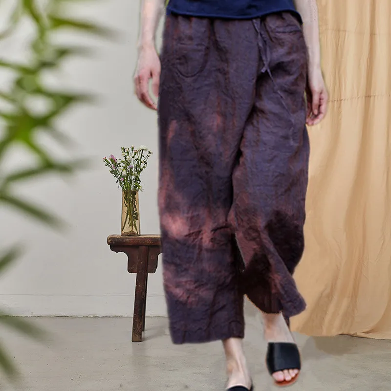 Rust Purple Blue Color Waist Overlapping Degree Of Tightness Pull Rope Nine Part Small Directly Cuffless Trousers h190426
Rust Purple Blue Color Waist Overlapping Degree Of Tightness Pull Rope Nine Part Small Directly Cuffless Trousers h190426