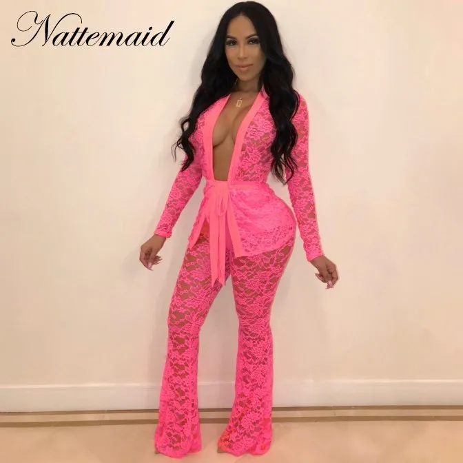 NATTEMAID Hollow Out Elegant Party 2 Piece Set Women Pink Outfits Set Transparent Lace Two Piece Set Long Sleeve Sexy Women Set
NATTEMAID Hollow Out Elegant Party 2 Piece Set Women Pink Outfits Set Transparent Lace Two Piece Set Long Sleeve Sexy Women Set
