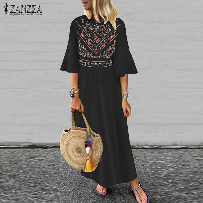 2019 ZANZEA Fashion Ruffled Chic Vestidos Summer Women Flare Sleeve Loose Sundress Casual Beach Party Long Dress Robe Femme
2019 ZANZEA Fashion Ruffled Chic Vestidos Summer Women Flare Sleeve Loose Sundress Casual Beach Party Long Dress Robe Femme