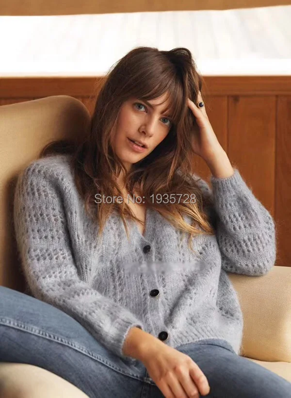 Fall/Winter 2018 Mohair & Wool Blend V Neck Hollow Out Knit Sweater Cardigan With Front Buttoned - Women/Ladies Knitting Top
Fall/Winter 2018 Mohair & Wool Blend V Neck Hollow Out Knit Sweater Cardigan With Front Buttoned - Women/Ladies Knitting Top