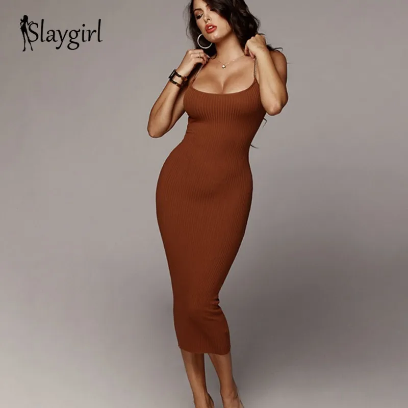 Slaygirl Elegant Spaghetti Strap Sexy Dress Women Party Club Midi Winter Dress Autumn Knitting Solid Dresses Casual Vestidos
Slaygirl Elegant Spaghetti Strap Sexy Dress Women Party Club Midi Winter Dress Autumn Knitting Solid Dresses Casual Vestidos