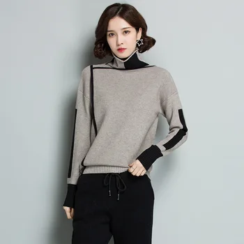 Neploe Panelled Turtleneck Women Tops Sweaters Long Sleeve Thick Korean Sueter Mujer Knitted 2019 Autumn Fashion Pullovers
Neploe Panelled Turtleneck Women Tops Sweaters Long Sleeve Thick Korean Sueter Mujer Knitted 2019 Autumn Fashion Pullovers