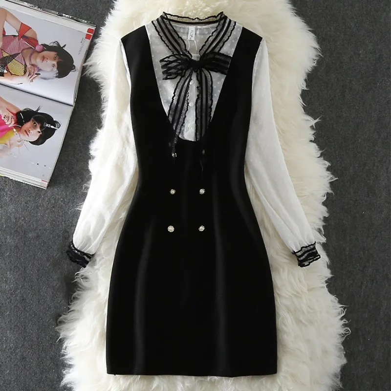 2019 Spring Summer New Women Elegant Bow Patchwork Long Sleeve A-line Short Slim Club Party Dress Casual Vacation
2019 Spring Summer New Women Elegant Bow Patchwork Long Sleeve A-line Short Slim Club Party Dress Casual Vacation