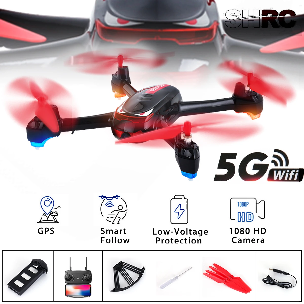 Quadcopter Mini Drone with Camera 300m GPS Smart Follow 5G Wifi FPV 2MP 1080P HD Camera Altitude Hold RC Drone SH2
Quadcopter Mini Drone with Camera 300m GPS Smart Follow 5G Wifi FPV 2MP 1080P HD Camera Altitude Hold RC Drone SH2