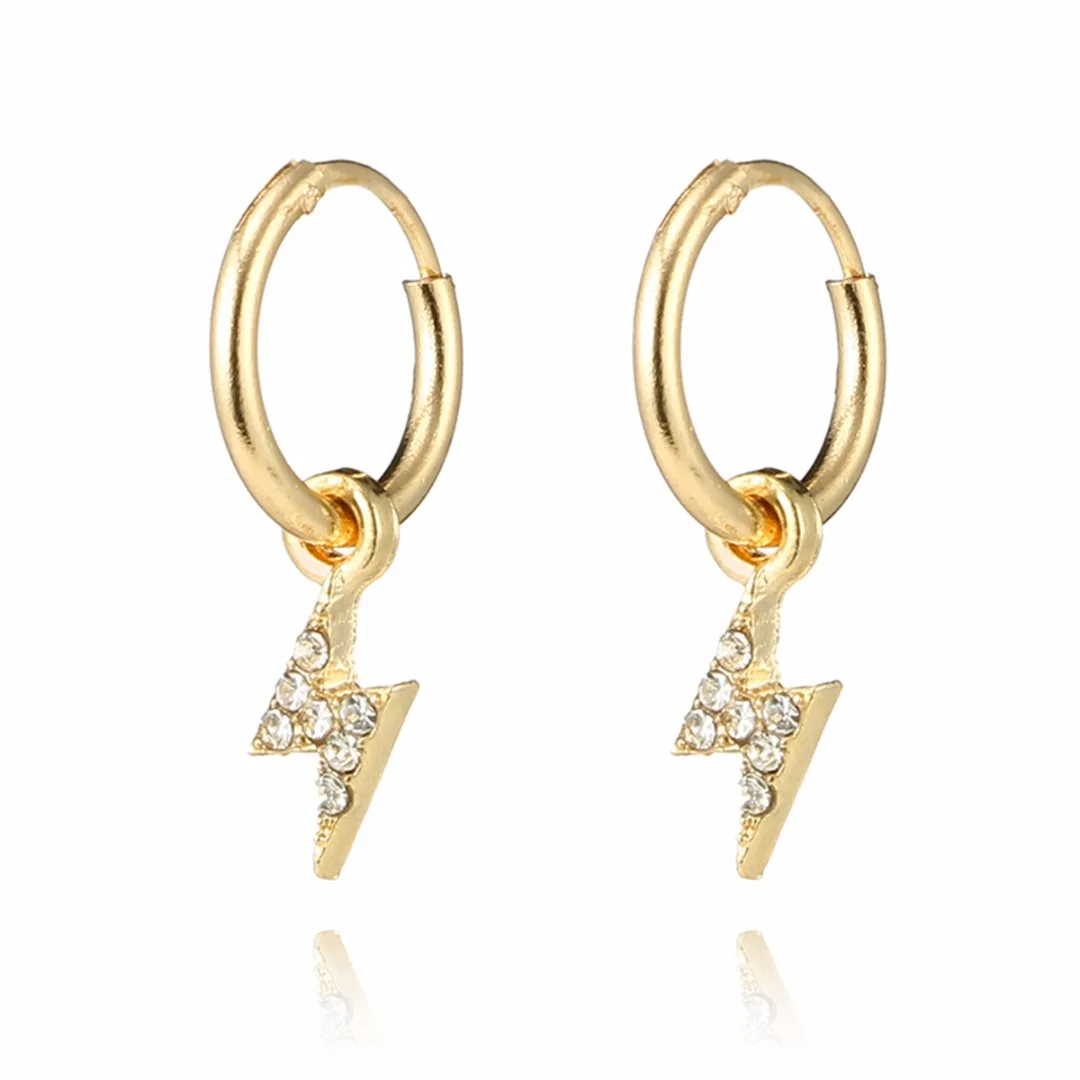 Trendy Crystal Circle Earring Punk Gold Color Lightning Shape Geometric Metal Earring oorbellen Shellhard Vintage Women Jewelry
Trendy Crystal Circle Earring Punk Gold Color Lightning Shape Geometric Metal Earring oorbellen Shellhard Vintage Women Jewelry