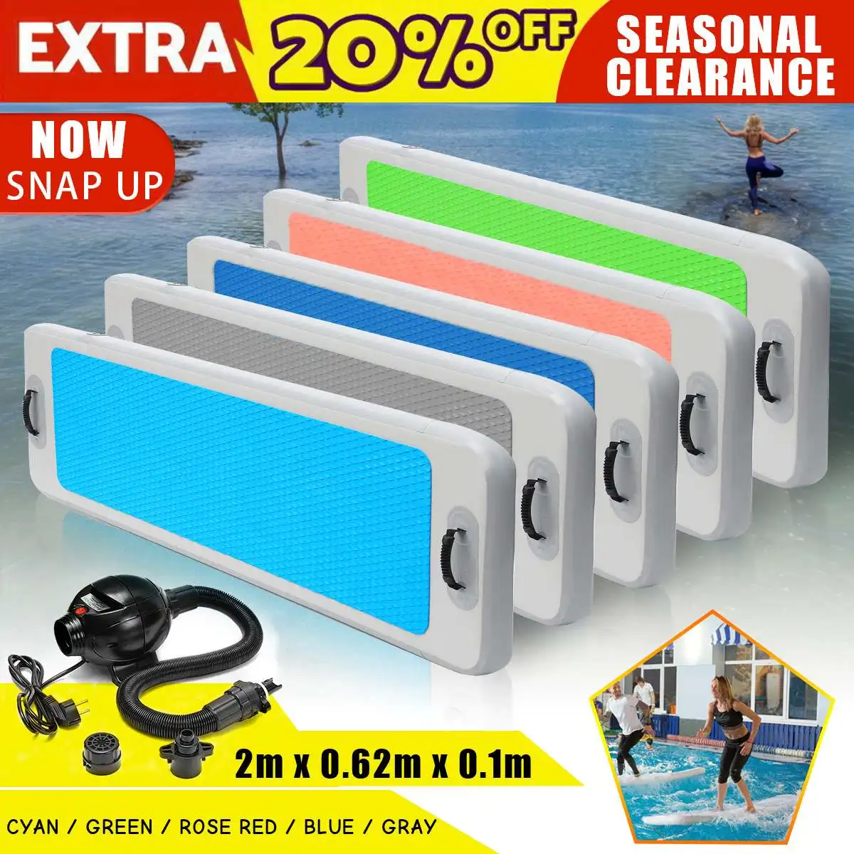 200x62x10cm Inflatable Floating Yoga Mat Air Tracks Tumbling For Gymnastics SUP Paddle Board
200x62x10cm Inflatable Floating Yoga Mat Air Tracks Tumbling For Gymnastics SUP Paddle Board