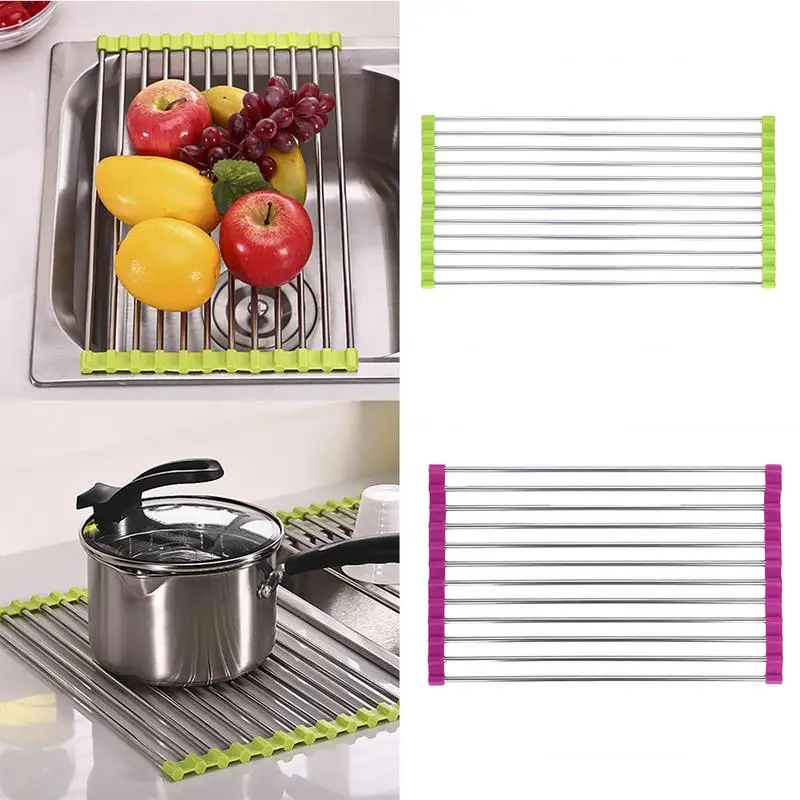 Cooking Drain Sink Rack Multi-Purpose Can Be Used As Heat Resistant Trivet Mat Stainless Steel Frame Kitchen Utensil Gadgets
Cooking Drain Sink Rack Multi-Purpose Can Be Used As Heat Resistant Trivet Mat Stainless Steel Frame Kitchen Utensil Gadgets