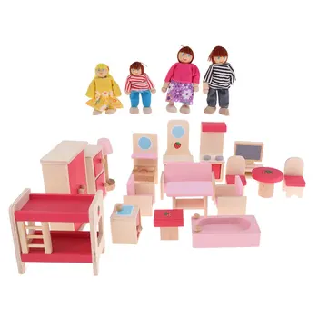Wooden Miniature Dollhouse Furniture with 4 Dolls Pretend Play Role Playing Game Educational Toys Birthday Gift for Children
Wooden Miniature Dollhouse Furniture with 4 Dolls Pretend Play Role Playing Game Educational Toys Birthday Gift for Children