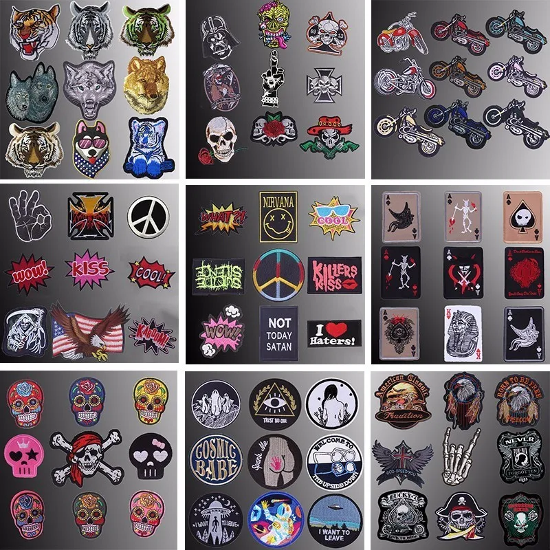 Pulaqi Punk Skull Finger Animal Iron-on Patches Embroidered Sewing Applique For Clothes Apparel DIY Eagle Poker Badges Parches H
Pulaqi Punk Skull Finger Animal Iron-on Patches Embroidered Sewing Applique For Clothes Apparel DIY Eagle Poker Badges Parches H