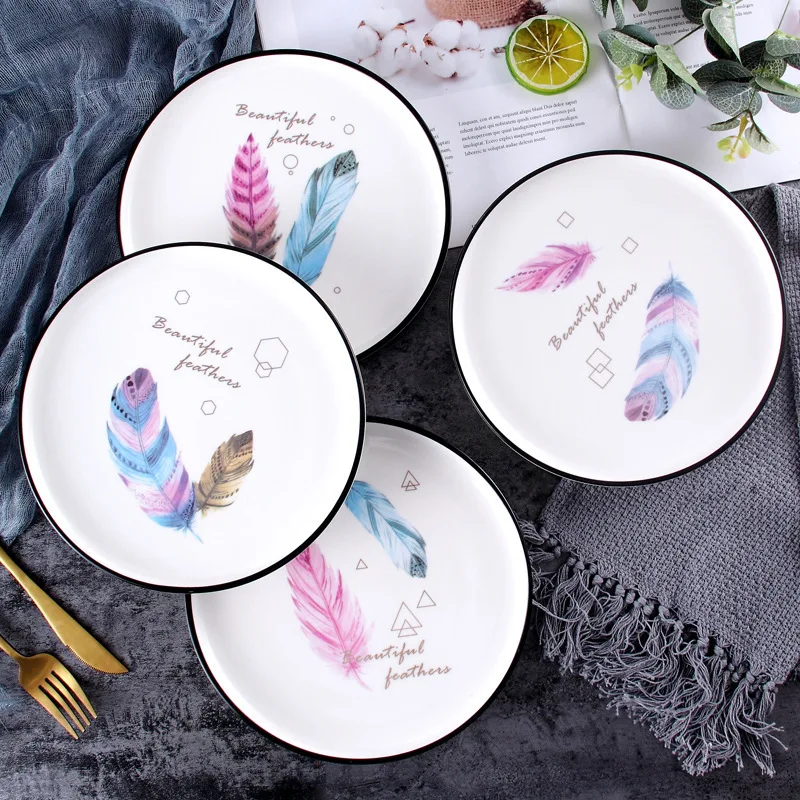 Nordic Romantic Colorful Feather Beefsteak Dinner Plate Set Ceramic Western Food Restaurant Salad Dessert Steak Dish Pizza Tray
Nordic Romantic Colorful Feather Beefsteak Dinner Plate Set Ceramic Western Food Restaurant Salad Dessert Steak Dish Pizza Tray