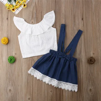 0-3T Newborn Kids Baby Girl Lace Clothes set Summer Ruffles Off Shoulder Top Denim Skirt Cute princess Dress set Outfits
0-3T Newborn Kids Baby Girl Lace Clothes set Summer Ruffles Off Shoulder Top Denim Skirt Cute princess Dress set Outfits