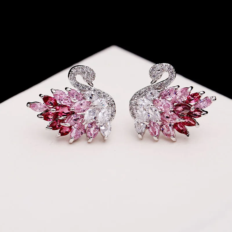 Fashion jewelry yellow crystal Feather high-grade Swan anti allergy earrings pink Cubic Zirconia Stone Stud Earrings for Women
Fashion jewelry yellow crystal Feather high-grade Swan anti allergy earrings pink Cubic Zirconia Stone Stud Earrings for Women