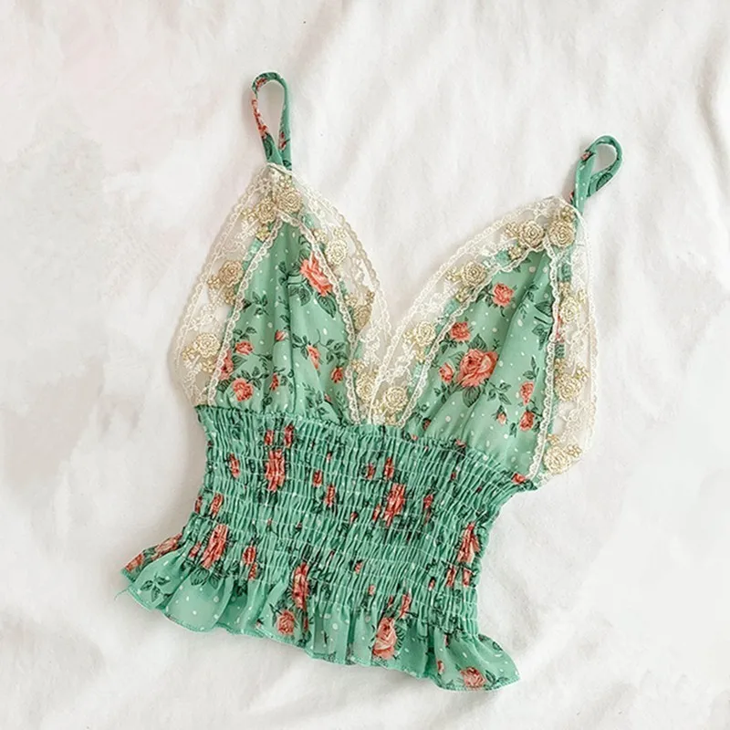 Korean Tops Women Embroidery Lace V-collar Crop Tops Stretch Waist Sexy Backless Haut Femme Summer Floral Chiffon Camis
Korean Tops Women Embroidery Lace V-collar Crop Tops Stretch Waist Sexy Backless Haut Femme Summer Floral Chiffon Camis