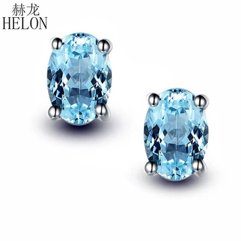 HELON Solid 14k White Gold Women Unique Stud Earring for women 100% Genuine Natural Bule topaz Women Romantic Cute Fine Jewelry
HELON Solid 14k White Gold Women Unique Stud Earring for women 100% Genuine Natural Bule topaz Women Romantic Cute Fine Jewelry