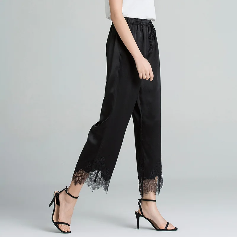 Heavy weight silk high waist casual pants female wide leg pants ankle-length pants silk spliced lace drop straight pants190328
Heavy weight silk high waist casual pants female wide leg pants ankle-length pants silk spliced lace drop straight pants190328