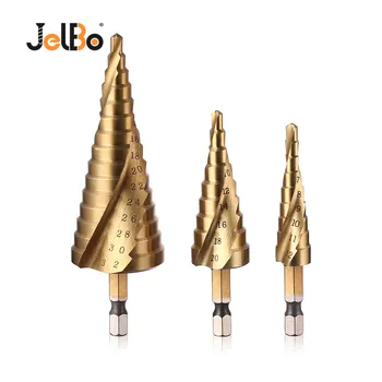 JelBo 3PCS Hex Handle Step Drill Bits High Speed Steel Titanium Coated Spiral Grooved Bit Tool for Hole Cutter 4-12/4-20/4-32MM
JelBo 3PCS Hex Handle Step Drill Bits High Speed Steel Titanium Coated Spiral Grooved Bit Tool for Hole Cutter 4-12/4-20/4-32MM