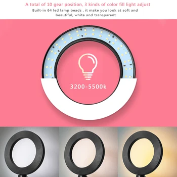 DC5V 5W 64LED Light Round Selfie Camera Lamp with Telescopic Tripod Diameter 360 Rotatable Angle For Live Show Taking Pictures
DC5V 5W 64LED Light Round Selfie Camera Lamp with Telescopic Tripod Diameter 360 Rotatable Angle For Live Show Taking Pictures
