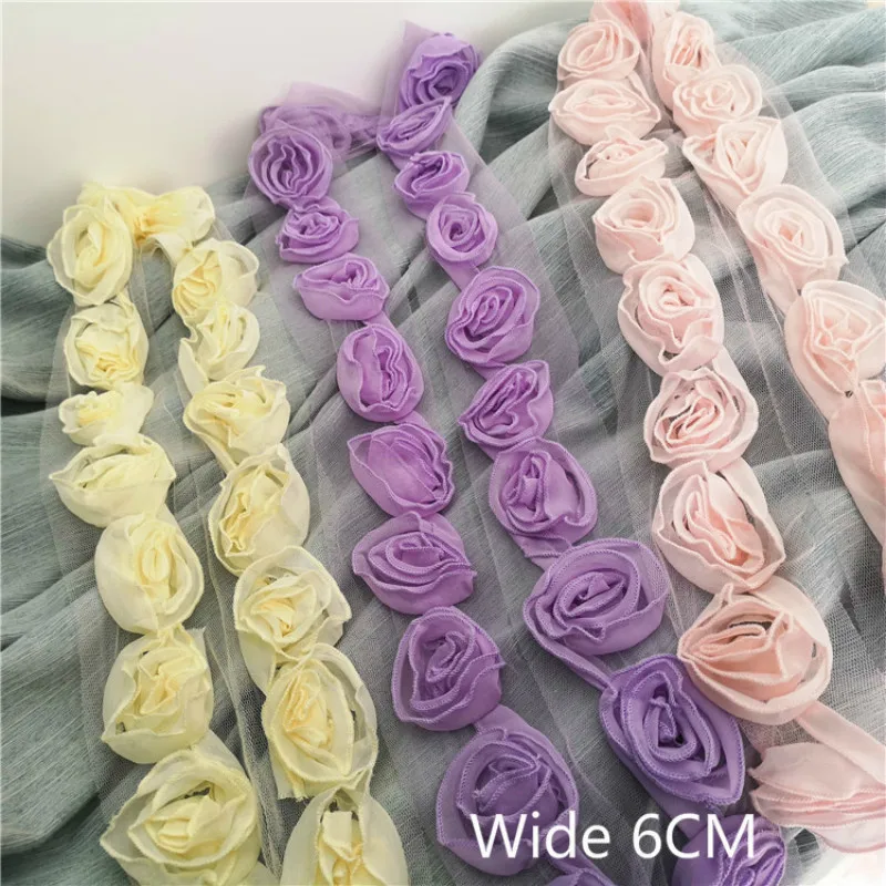 6cm Wide 3d Rose Flowers Chiffon Luxury Tulle Lace Fabric Embroidered Ribbons Trim Women Dress Clothing Diy Sew Guipure Supplies
6cm Wide 3d Rose Flowers Chiffon Luxury Tulle Lace Fabric Embroidered Ribbons Trim Women Dress Clothing Diy Sew Guipure Supplies