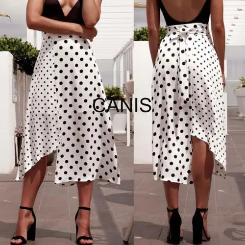 Sexy Ladies Bohemia Bandage Lace Up White Split Skirt High Waist Midi Polka Dots Print Slit Summer High Waist Beach Skirt Girls
Sexy Ladies Bohemia Bandage Lace Up White Split Skirt High Waist Midi Polka Dots Print Slit Summer High Waist Beach Skirt Girls