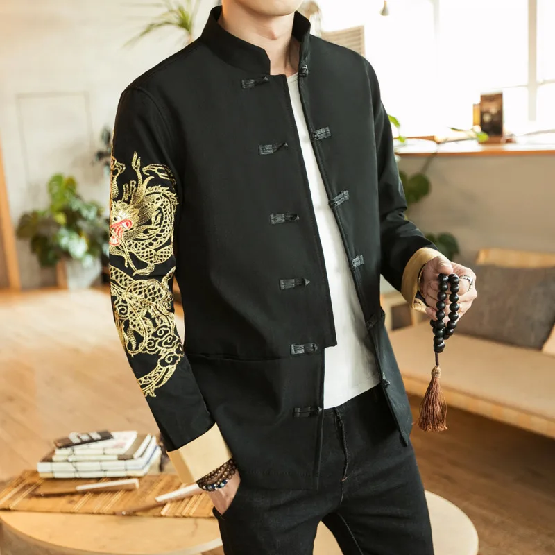 #4019 Spring Cotton Linen Vintage Mandarin Collar Jacket Men Embroidery Dragon Chinese Style Clothing Men Baseball Coat M-5XL
#4019 Spring Cotton Linen Vintage Mandarin Collar Jacket Men Embroidery Dragon Chinese Style Clothing Men Baseball Coat M-5XL
