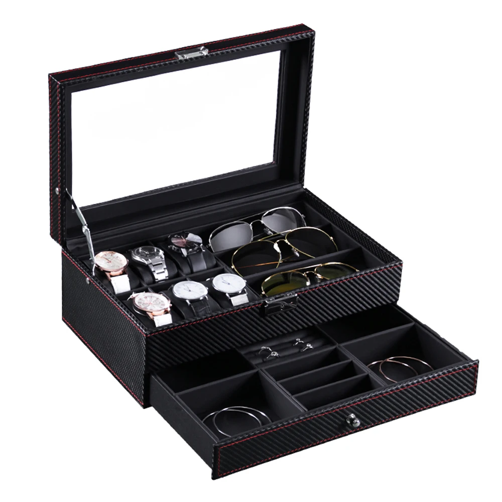 Double-layer Storage Box Organizer Display Case PU Leather Jewelry watches Display Organizer Box
Double-layer Storage Box Organizer Display Case PU Leather Jewelry watches Display Organizer Box