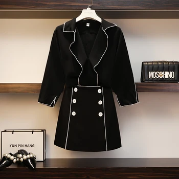 Spring Autumn Runway Tracksuit Two Pieces Set Women's Split Sleeve Short Jacket + Double breasted Mini Skirt Set Suit Plus 4XL
Spring Autumn Runway Tracksuit Two Pieces Set Women's Split Sleeve Short Jacket + Double breasted Mini Skirt Set Suit Plus 4XL