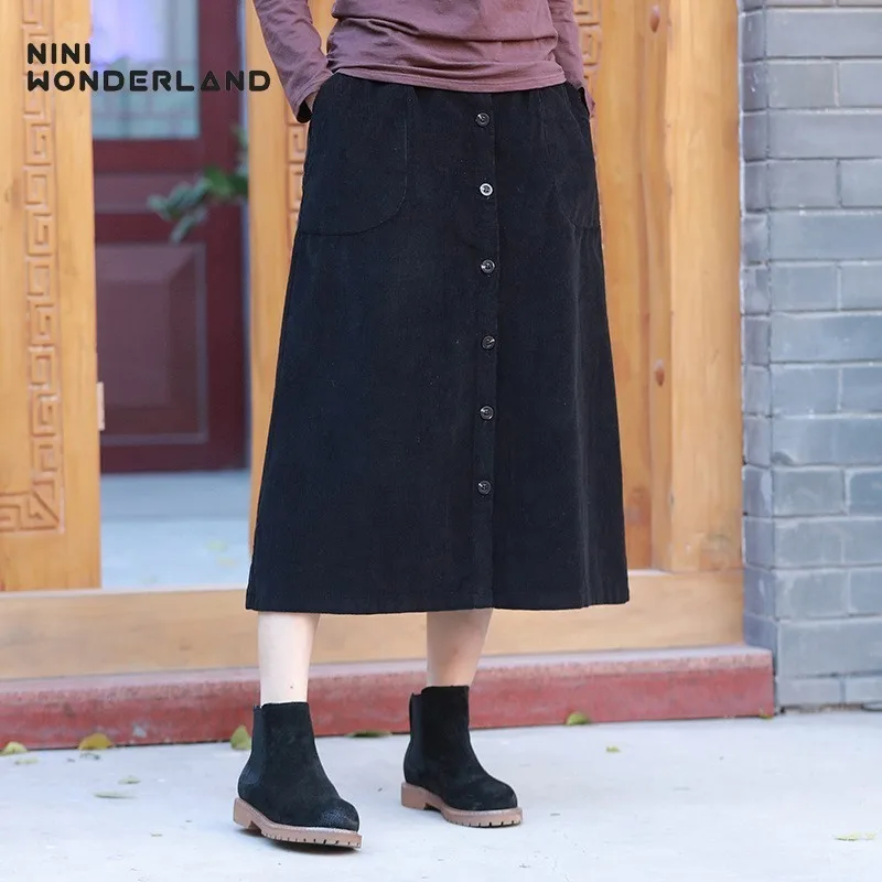 NINI WONDERLAND Sprint Autumn Corduroy Skirt Women Solid Color A-line Skirt Female Elastic Waist Vintage Skirts Big Size Clothes
NINI WONDERLAND Sprint Autumn Corduroy Skirt Women Solid Color A-line Skirt Female Elastic Waist Vintage Skirts Big Size Clothes