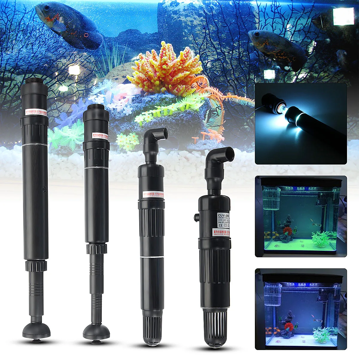 

5W Aquarium Waterproof UV Germicidal Sterilizer Lamp Fish Tank Submersible Purify Water Remove Algae UVC Diving Light