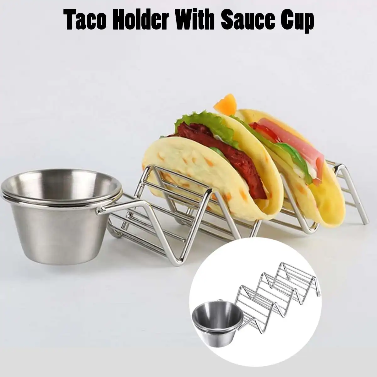 Stainless Steel Wave 3-slot Stand Up Holder Rack Shaped Taco Display With Sauce Dish Smooth Polished Integrated Molding Safe
Stainless Steel Wave 3-slot Stand Up Holder Rack Shaped Taco Display With Sauce Dish Smooth Polished Integrated Molding Safe