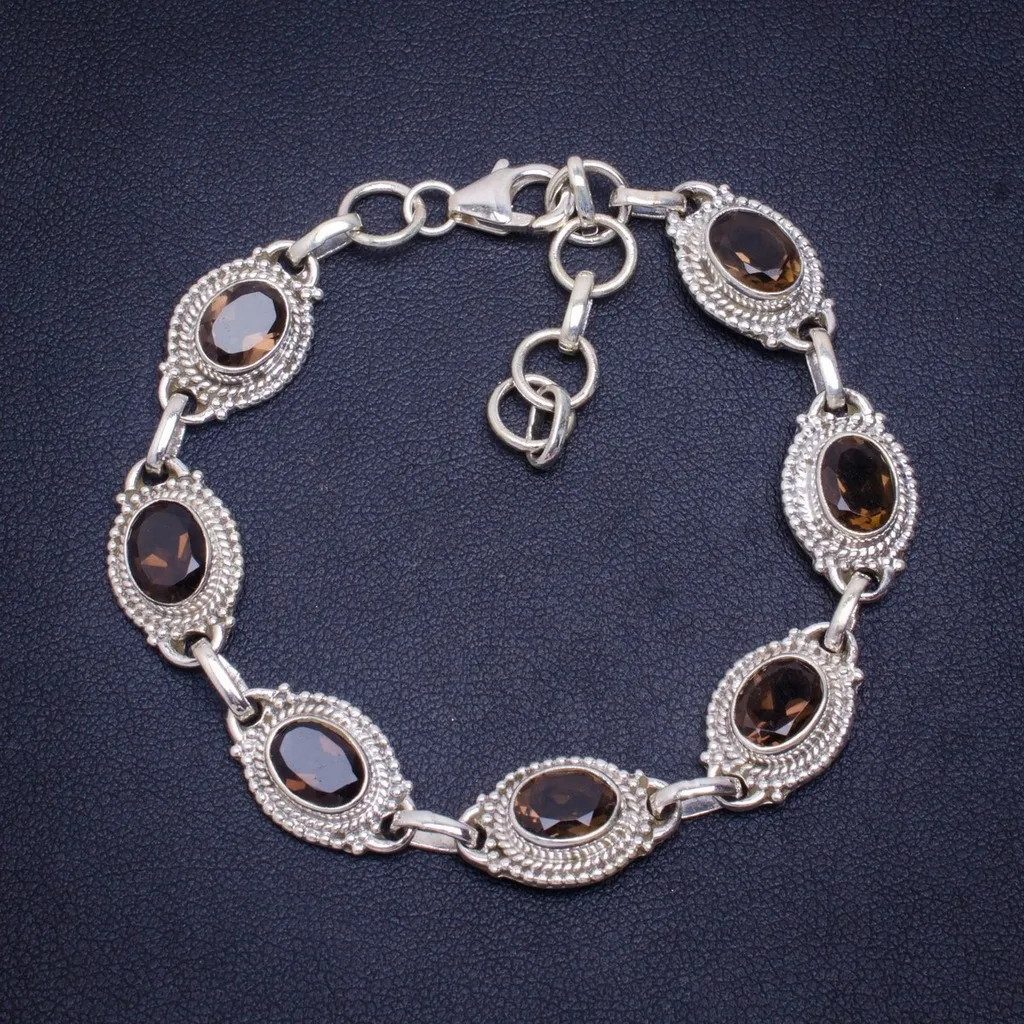 Natural Smoky Quartz Handmade Unique 925 Sterling Silver Bracelet 6.5-8" A2951
Natural Smoky Quartz Handmade Unique 925 Sterling Silver Bracelet 6.5-8" A2951