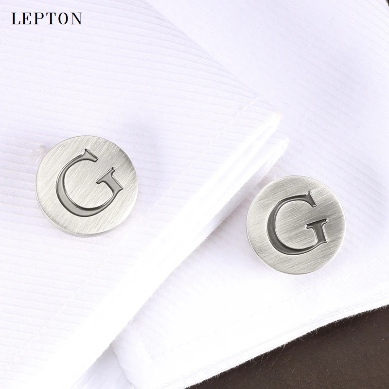 

Lepton Letters of an alphabet G Cufflinks For Mens Classic Antique Silver Plated Letters G cuff links Men shirt cuffs Cufflink