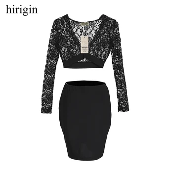 New sexy Women lace transparent 2pcs outfit sets Long Sleeve V-neck crop top and slim skirts Evening Party clubwears fashion
New sexy Women lace transparent 2pcs outfit sets Long Sleeve V-neck crop top and slim skirts Evening Party clubwears fashion