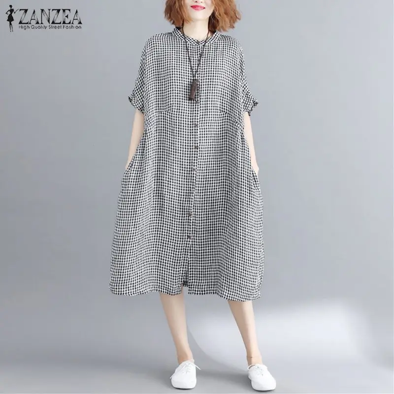 2019 Plus Size ZANZEA Summer Women Casual O Neck Short Sleeve Loose Shirt Dress Vintage Check Plaid Party Baggy Vestido Sundress
2019 Plus Size ZANZEA Summer Women Casual O Neck Short Sleeve Loose Shirt Dress Vintage Check Plaid Party Baggy Vestido Sundress