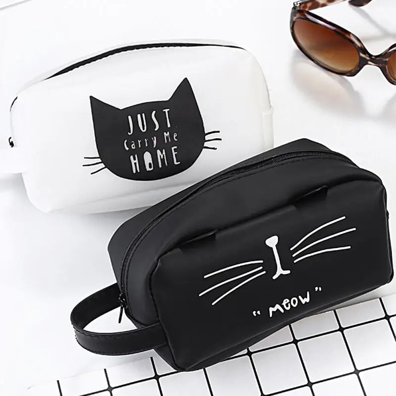 Travel Cosmetic Bag Cartoon Cat Makeup Case Women Zipper Hand Holding Make Up Handbag Storage Pouch
Travel Cosmetic Bag Cartoon Cat Makeup Case Women Zipper Hand Holding Make Up Handbag Storage Pouch