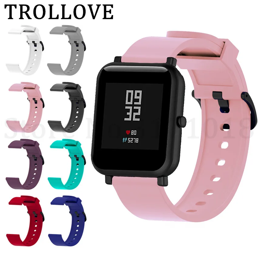 Спортивный мягкий силиконовый ремешок для Xiaomi Huami Amazfit Bip BIT PACE Lite 20 мм Молодежные