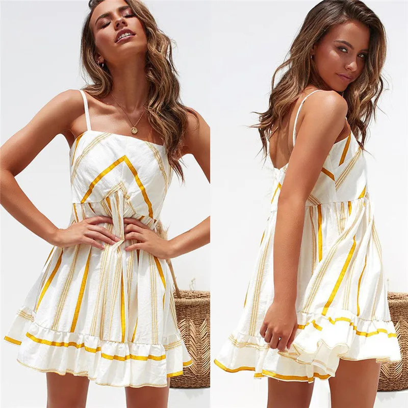 Womens Boho Beach Summer Off shoulder Dress Elegant Sleeveless Strap Party Club playa Mini Dress Ruffles loose clothing
Womens Boho Beach Summer Off shoulder Dress Elegant Sleeveless Strap Party Club playa Mini Dress Ruffles loose clothing