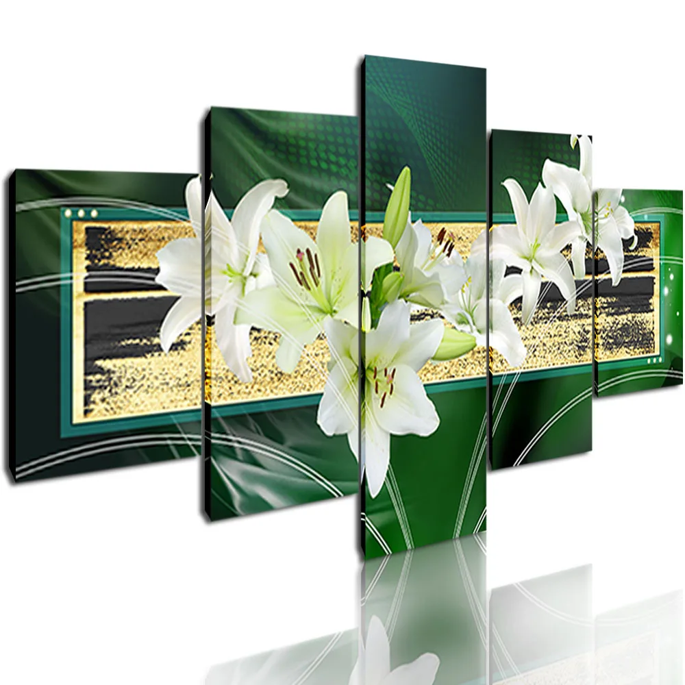 Large Flower Canvas Paintings 5 Panel Framed Modern Abstract Green Lily Wall Art Pictures for Living Room Home Decor 32x60 Inch
Large Flower Canvas Paintings 5 Panel Framed Modern Abstract Green Lily Wall Art Pictures for Living Room Home Decor 32x60 Inch