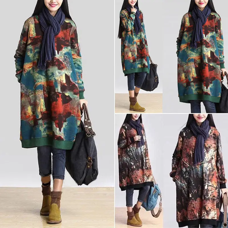 Brand Newest Casual Women Winter Autumn Plus Size Loose Cotton Vintage Long Sleeve One Piece Ladies Dress Scrawl Print Dresses
Brand Newest Casual Women Winter Autumn Plus Size Loose Cotton Vintage Long Sleeve One Piece Ladies Dress Scrawl Print Dresses