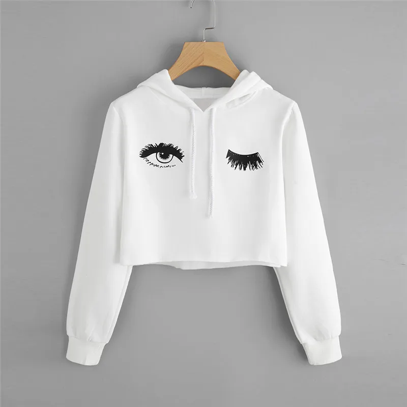 Plus Size Crop Tops S-3XL Cute Eyelash Printed Sudaderas Mujer Long Sleeves Tie Hooded Women Sweatshirt Casual Hoodies
Plus Size Crop Tops S-3XL Cute Eyelash Printed Sudaderas Mujer Long Sleeves Tie Hooded Women Sweatshirt Casual Hoodies
