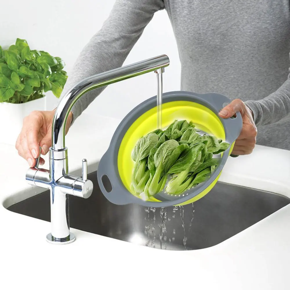 2019 New Foldable Silicone Colander Fruit Vegetable Washing Basket Strainer Strainer Collapsible Drainer Handle Kitchen Tools
2019 New Foldable Silicone Colander Fruit Vegetable Washing Basket Strainer Strainer Collapsible Drainer Handle Kitchen Tools
